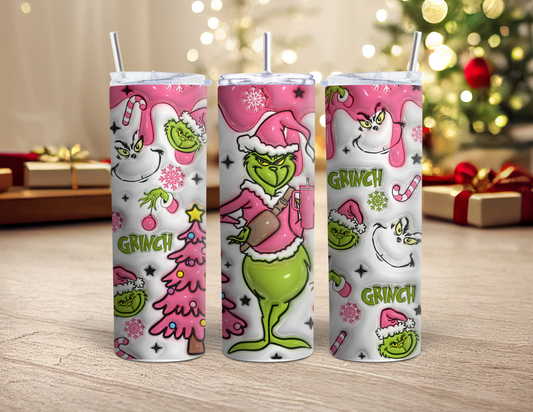 Pink & Green Bougie Christmas 20 oz Tumbler