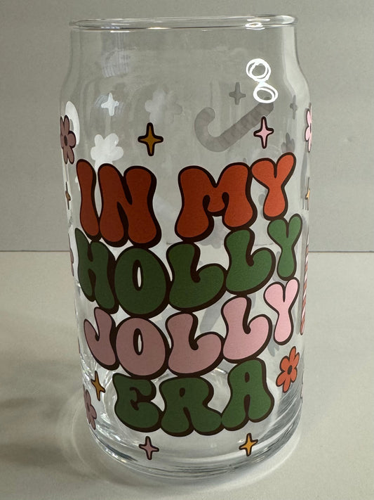 HOLLY JOLLY ERA 16oz Beer Can Glass