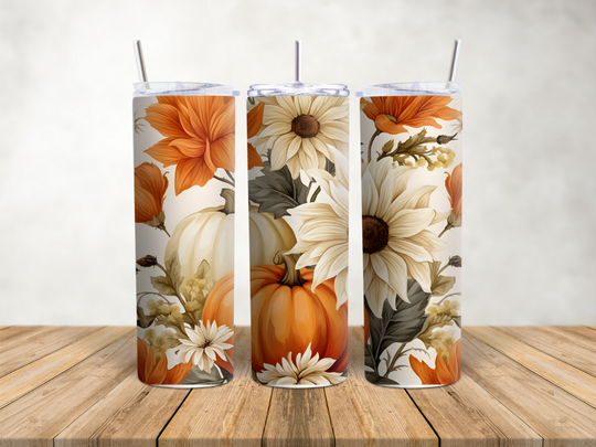 3D Pumpkins and Leaves 20 oz Tumbler