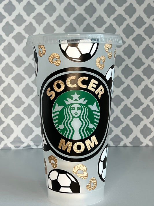 SOCCER MOM 24 oz Starbucks Reusable Cold Cup