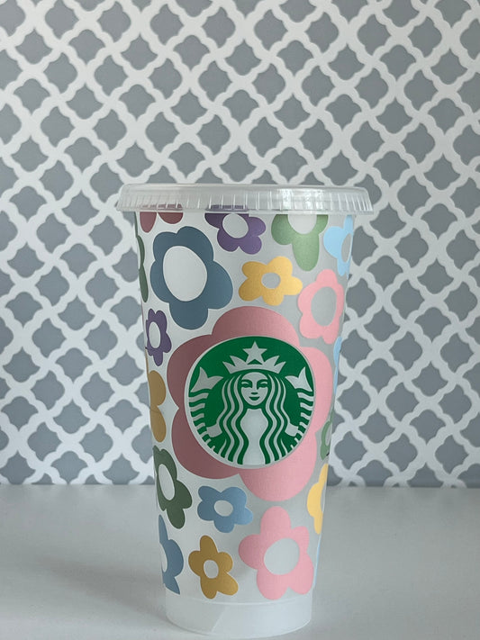 PASTEL FLOWERS 24 oz Starbucks Reusable Cold Cup